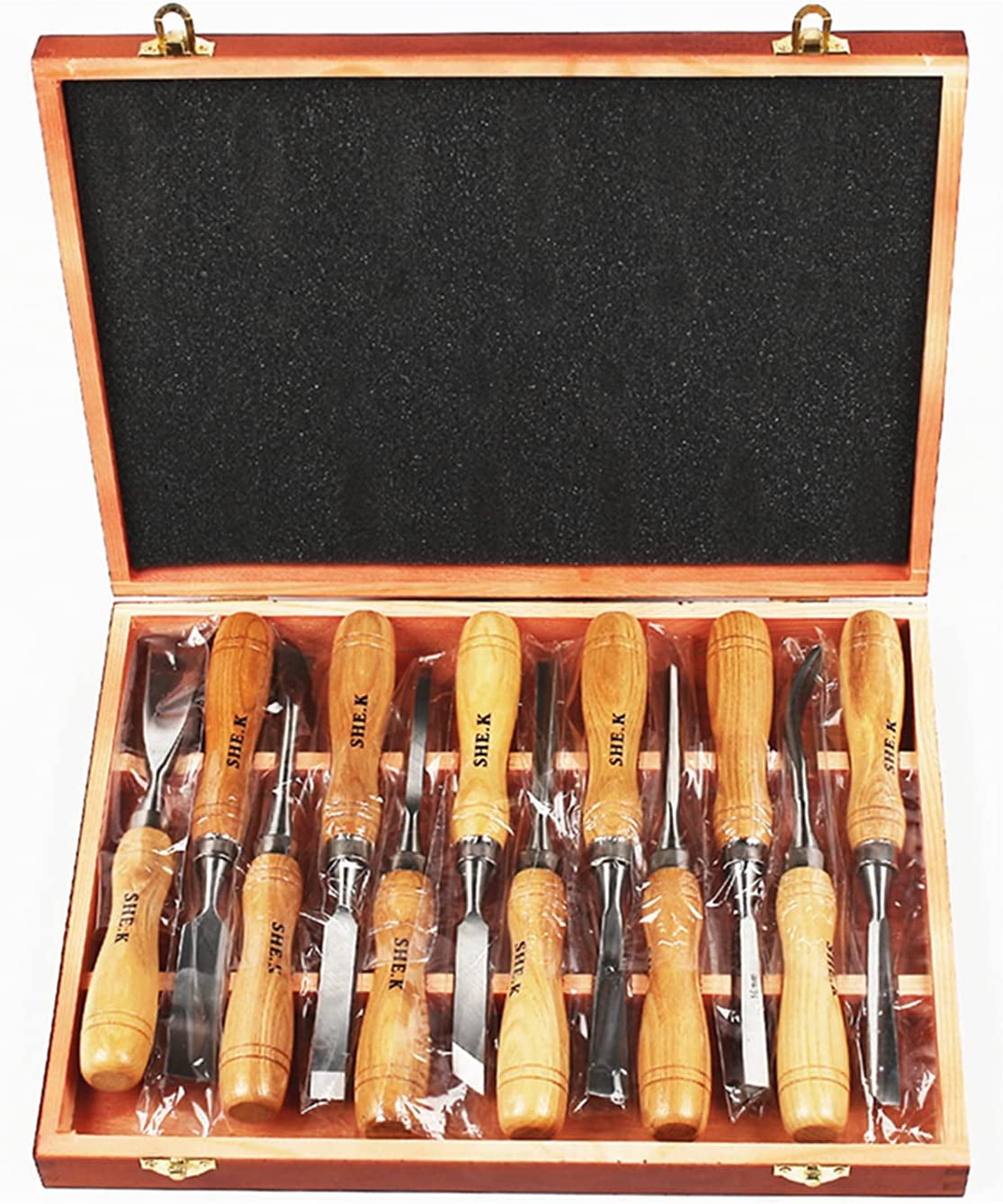 Nisorpa, Nisorpa 12Pcs Wood Carving Chisel Tool Set Woodworking Gouge Hand Craft with Box DIY Hand Tool Gouged Timber Carpentry